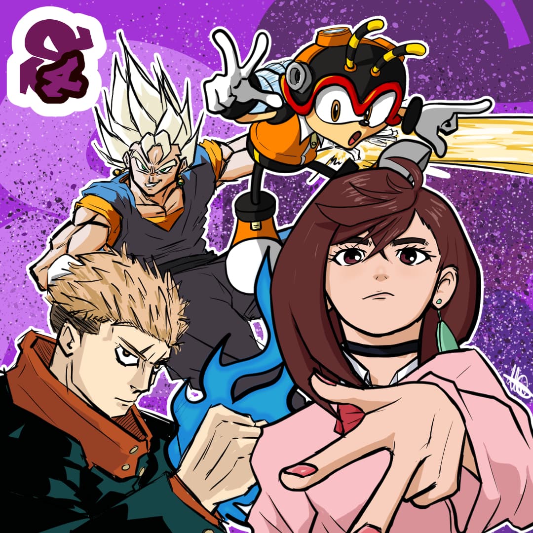 Crossover drawing of characters from various franchises